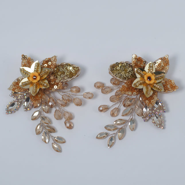 Crystal Floral Leaf Hair Clip